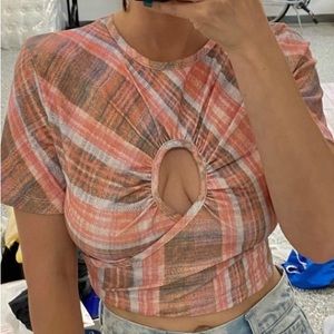 Revolve C/MEO Co Pink plaid Tartan Crop Top